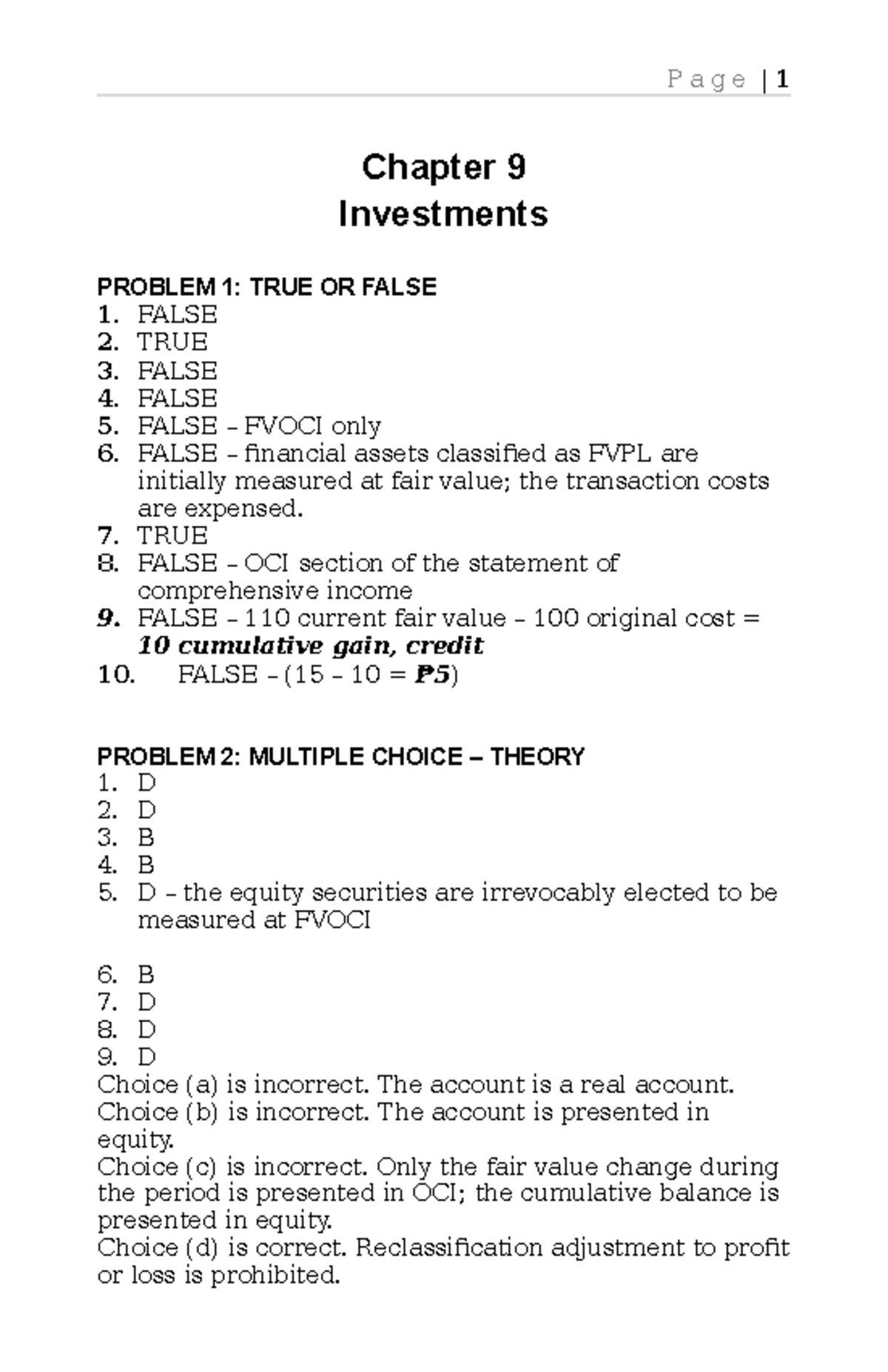 SOL. MAN. Chapter 9 Investments IA PART 1A 2020 Edition - Chapter 9 ...