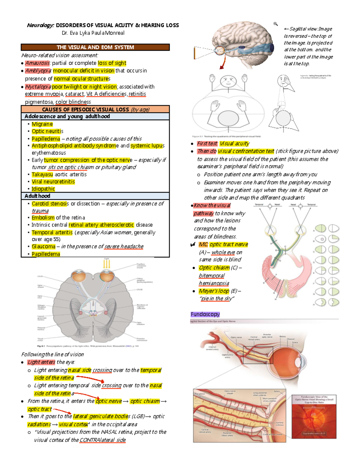 Neurology - Visual and Auditory Disorders - Neurology: DISORDERS OF ...