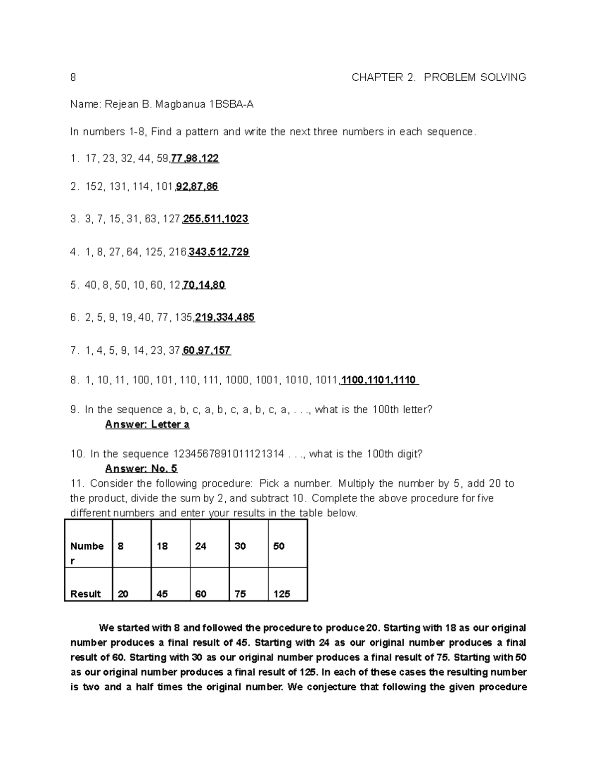 Assignment 2 - i hope this helps - 8 CHAPTER 2. PROBLEM SOLVING Name ...