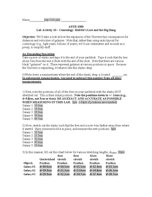 ASTR Lab Activity 11 Cosmic Rays and Probability - Studocu