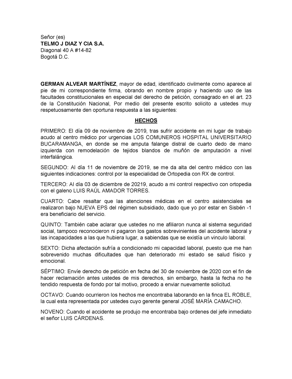 DP Reclamacion INDM. Parcial PERMhola es una solicitud de viticos ...