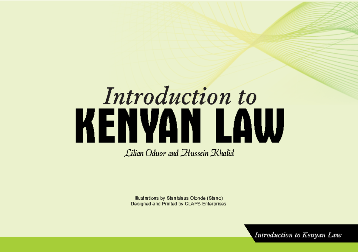 IntroductiontoKenyanLawBooklet Introduction to KENYAN LAW Lilian