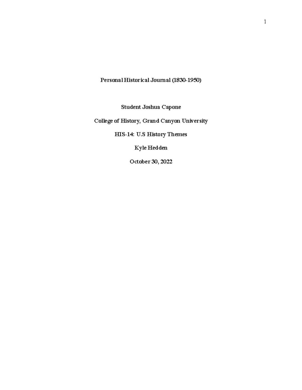 Personal Historical Journal (1830-1950) - My family and I have just ...