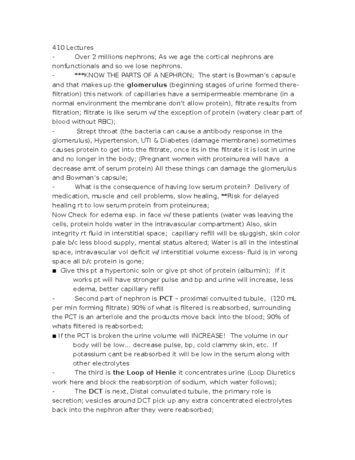 Physiology 150 lecture notes -> in-depth review of renal system, with ...