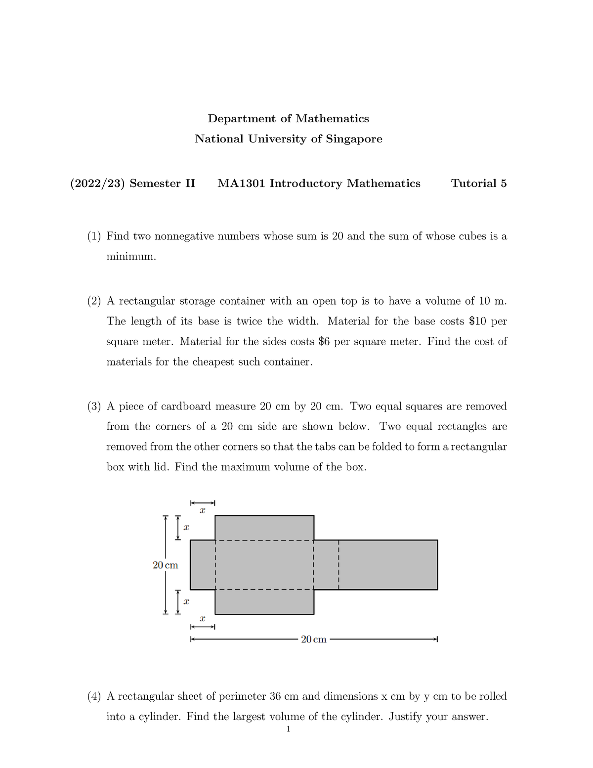 Tut5 - TUTORIAL - Department Of Mathematics National University Of ...