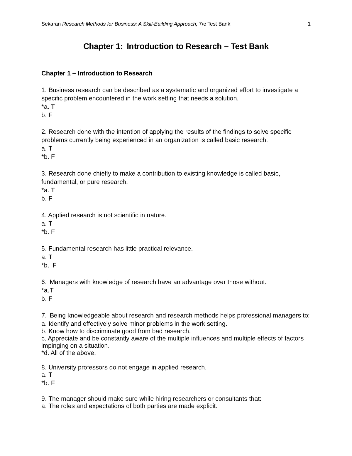 Ch1-7e-TB - Lecture Notes 1 - Sekaran Research Methods For Business: A ...