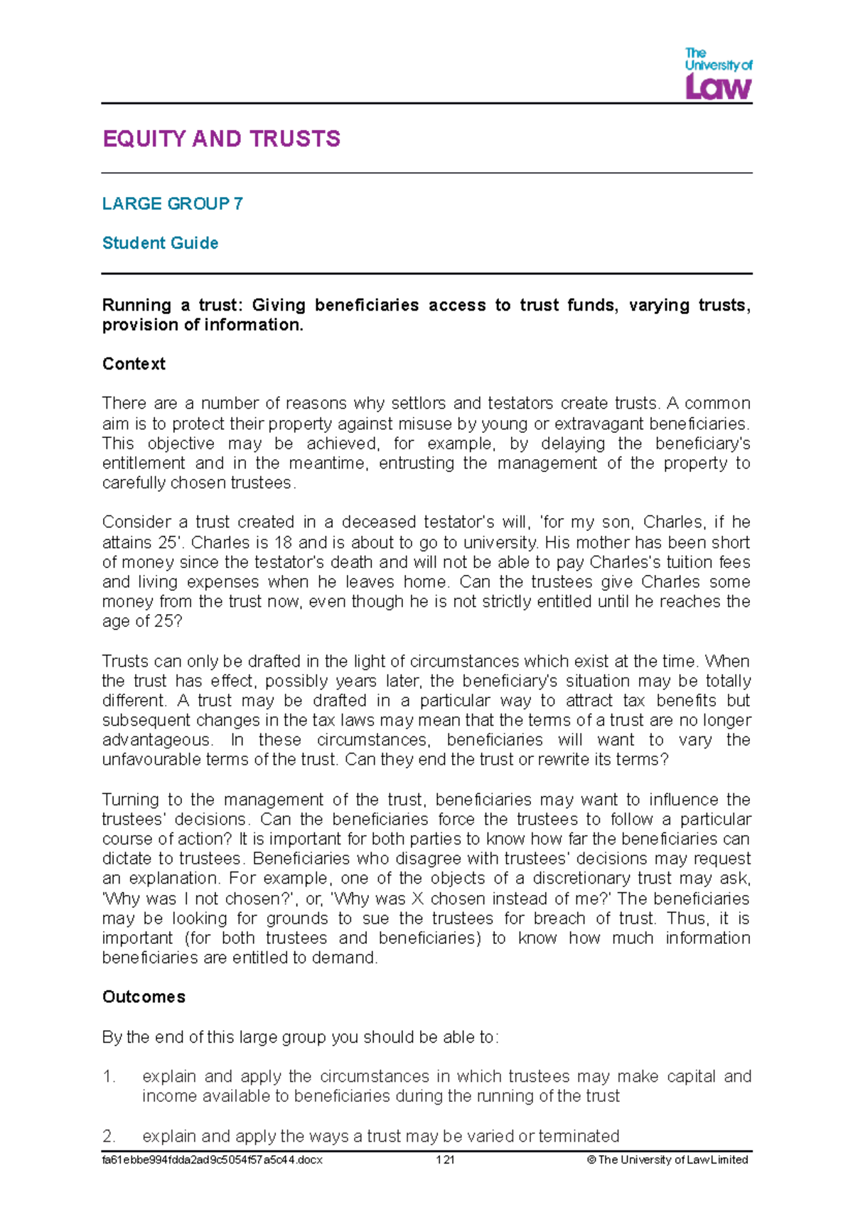 LG 7 - LECTURE NOTES - EQUITY AND TRUSTS LARGE GROUP 7 Student Guide ...
