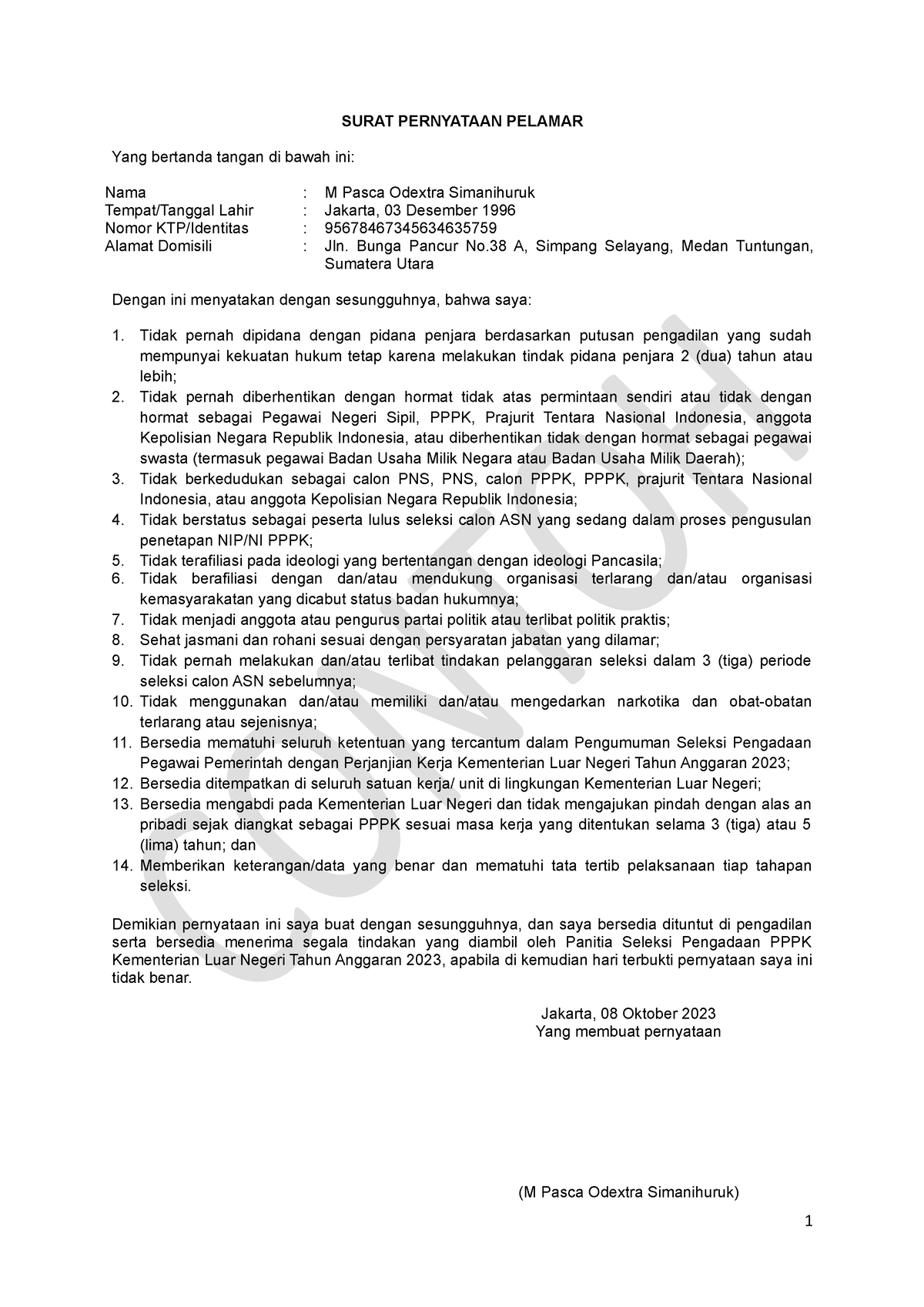 B Formulir-Surat-Pernyataan-Kemlu - SURAT PERNYATAAN PELAMAR Yang ...