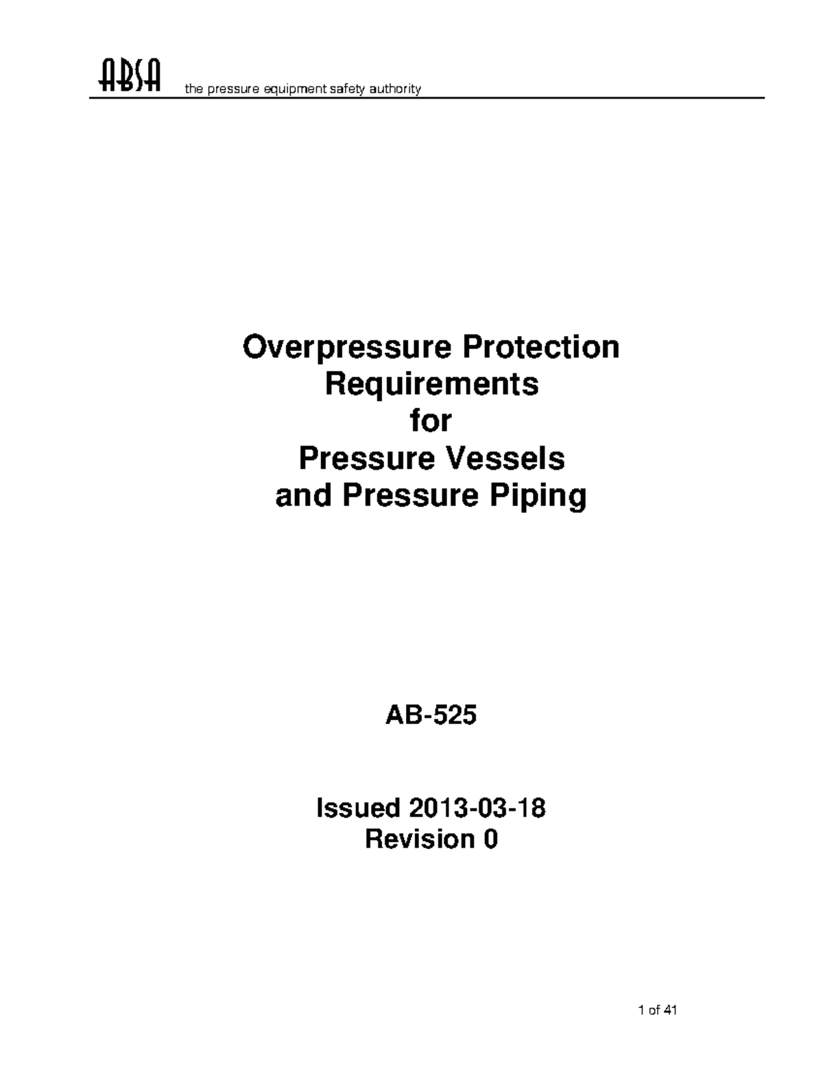 AB525 OPP Requirements for PV and PP Overpressure Protection