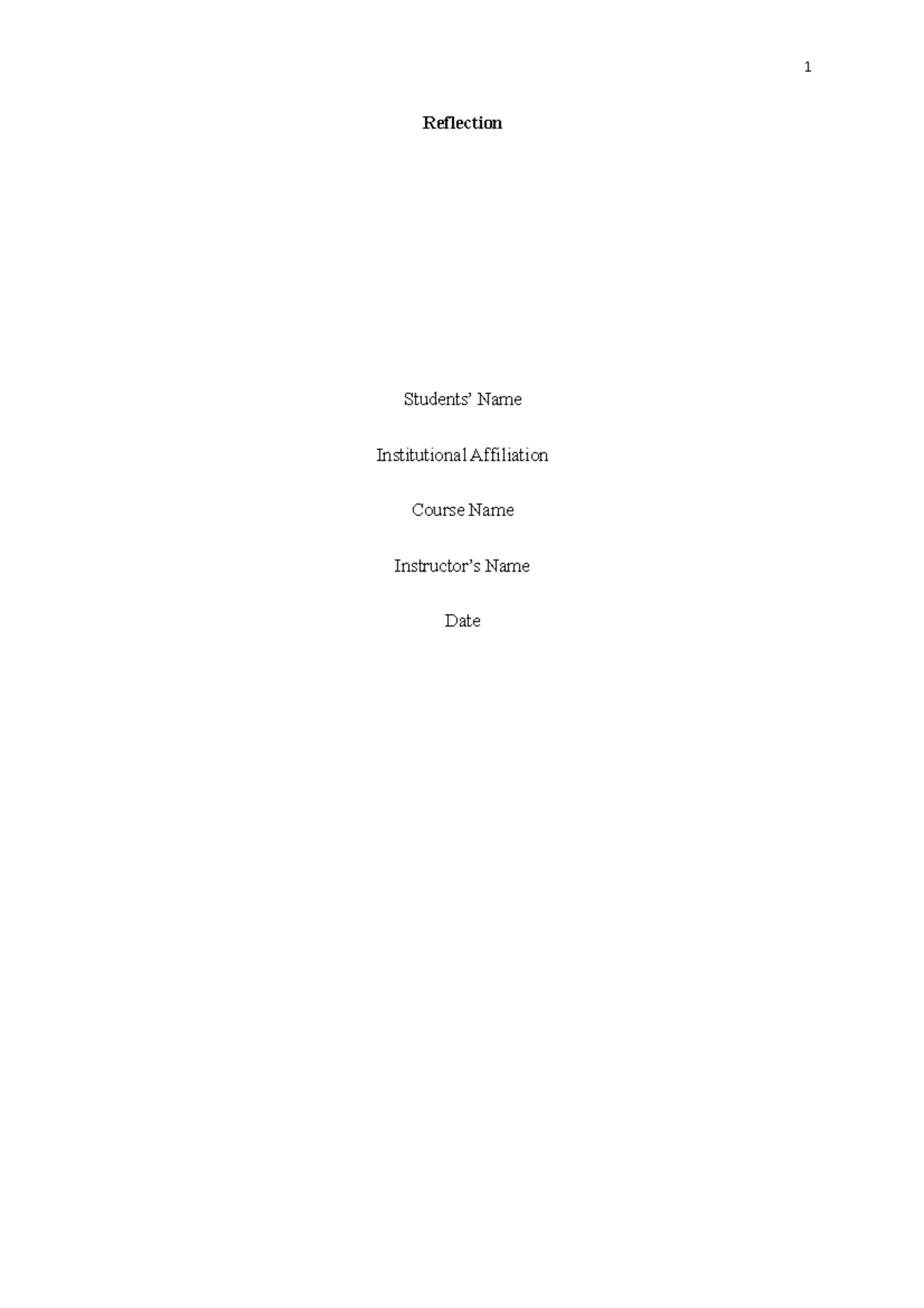 Reflection social media - 1 Reflection Students’ Name Institutional ...