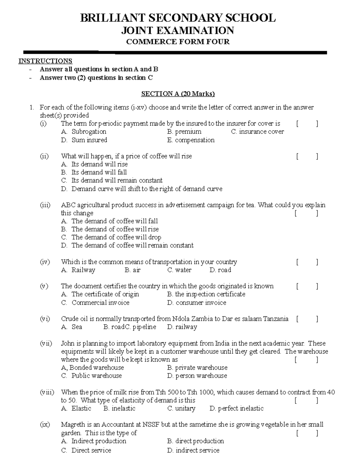 Commerce Series 14 - Do it - BRILLIANT SECONDARY SCHOOL JOINT ...