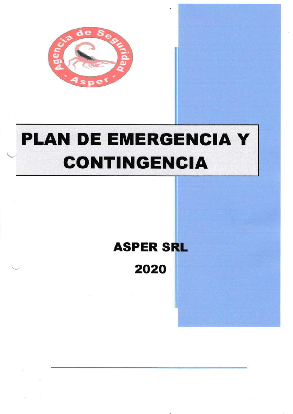 Plan de emergencia y contingencia - ####### ASPER S 2020 PLAN DE ...