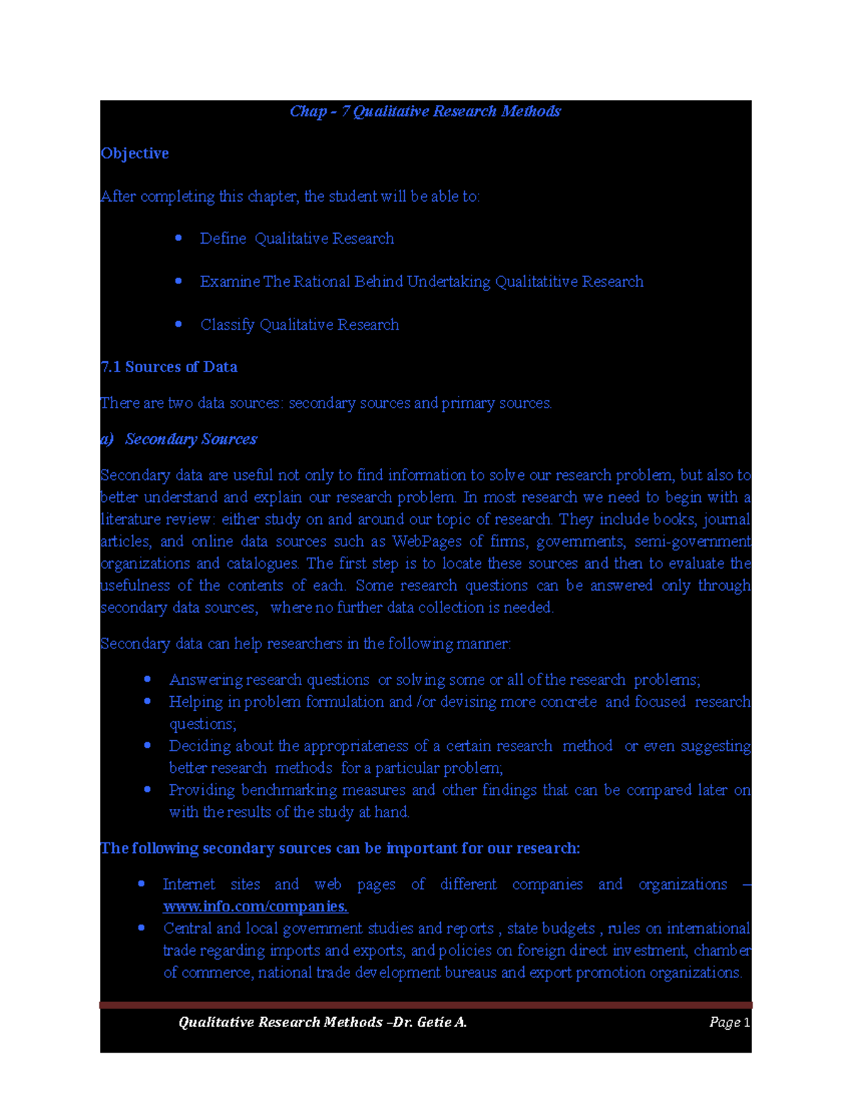 Chap-7 Qualitative Research Methods - Chap - 7 Qualitative Research ...