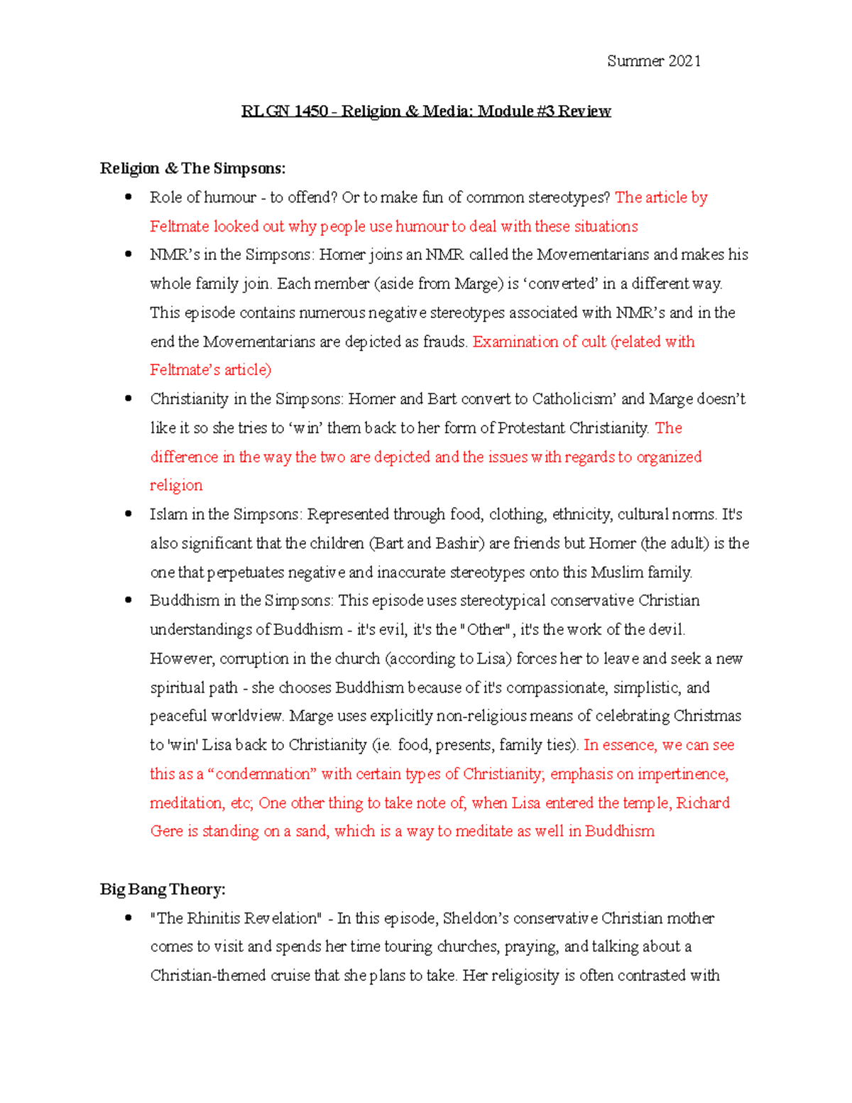 RLGN 1450 Module #3 Review - RLGN 1450 - Religion & Media: Module #3 ...