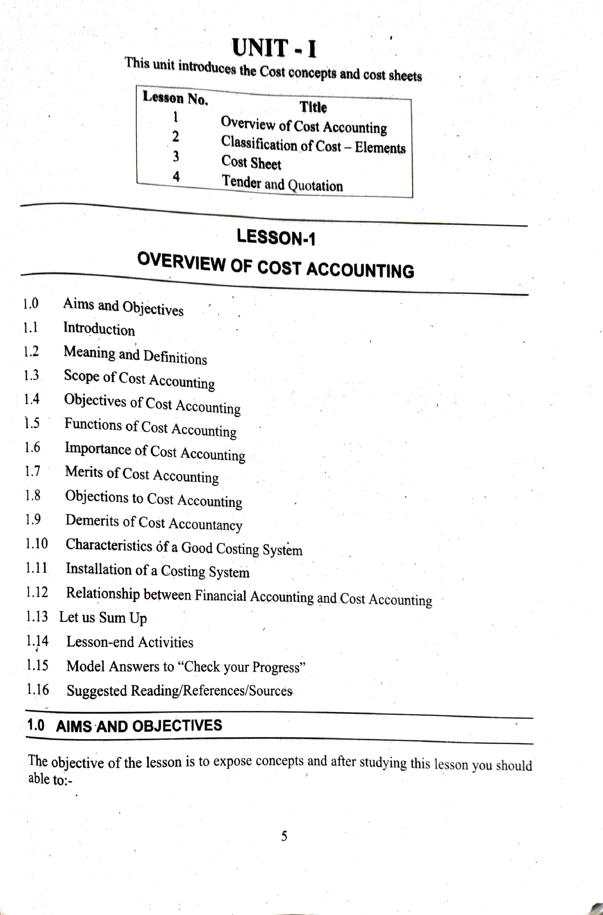 Unit-1 Lesson No 1 Overview Of Cost Account - UNIT-I This Unit ...