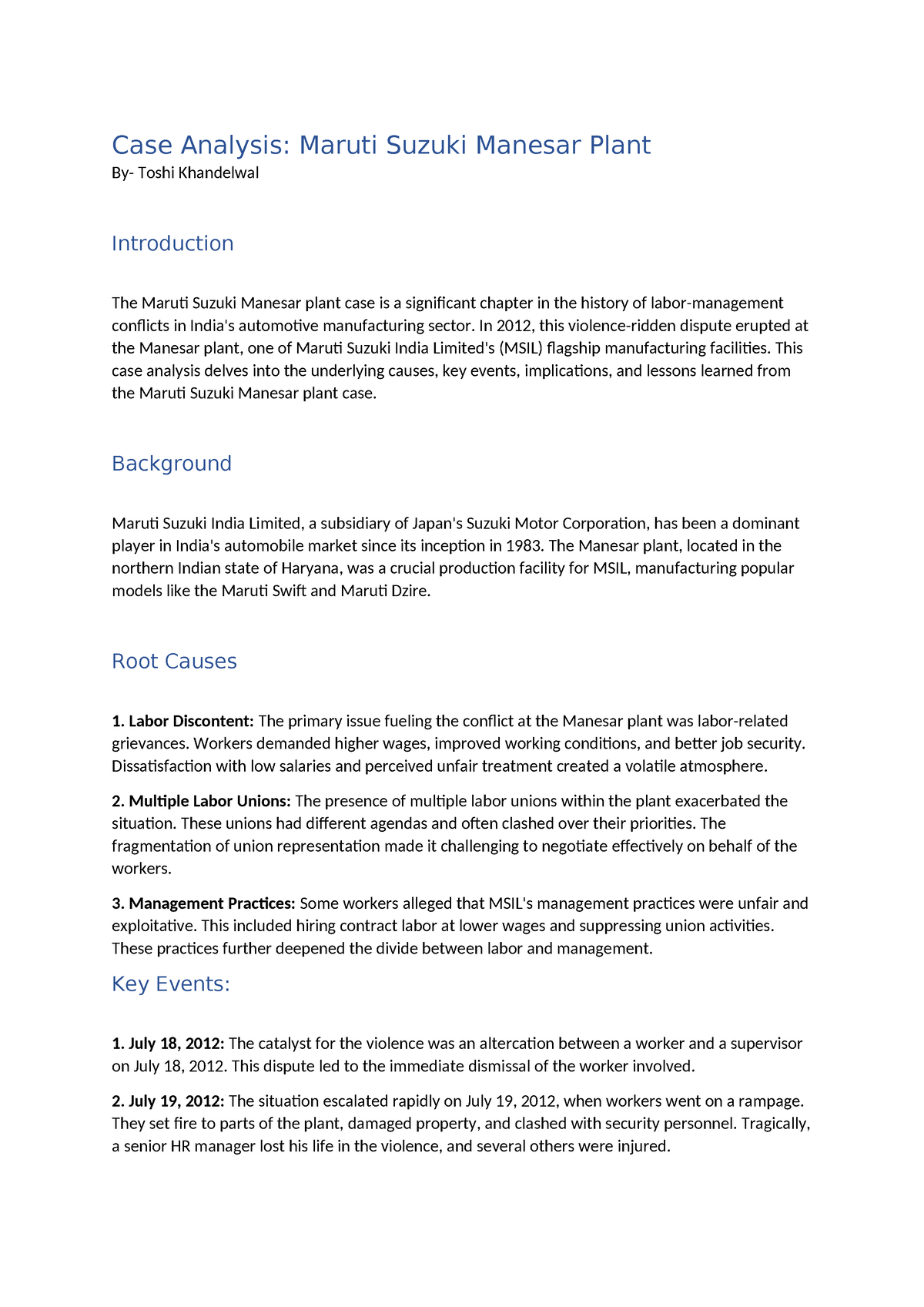 manesar case study solution