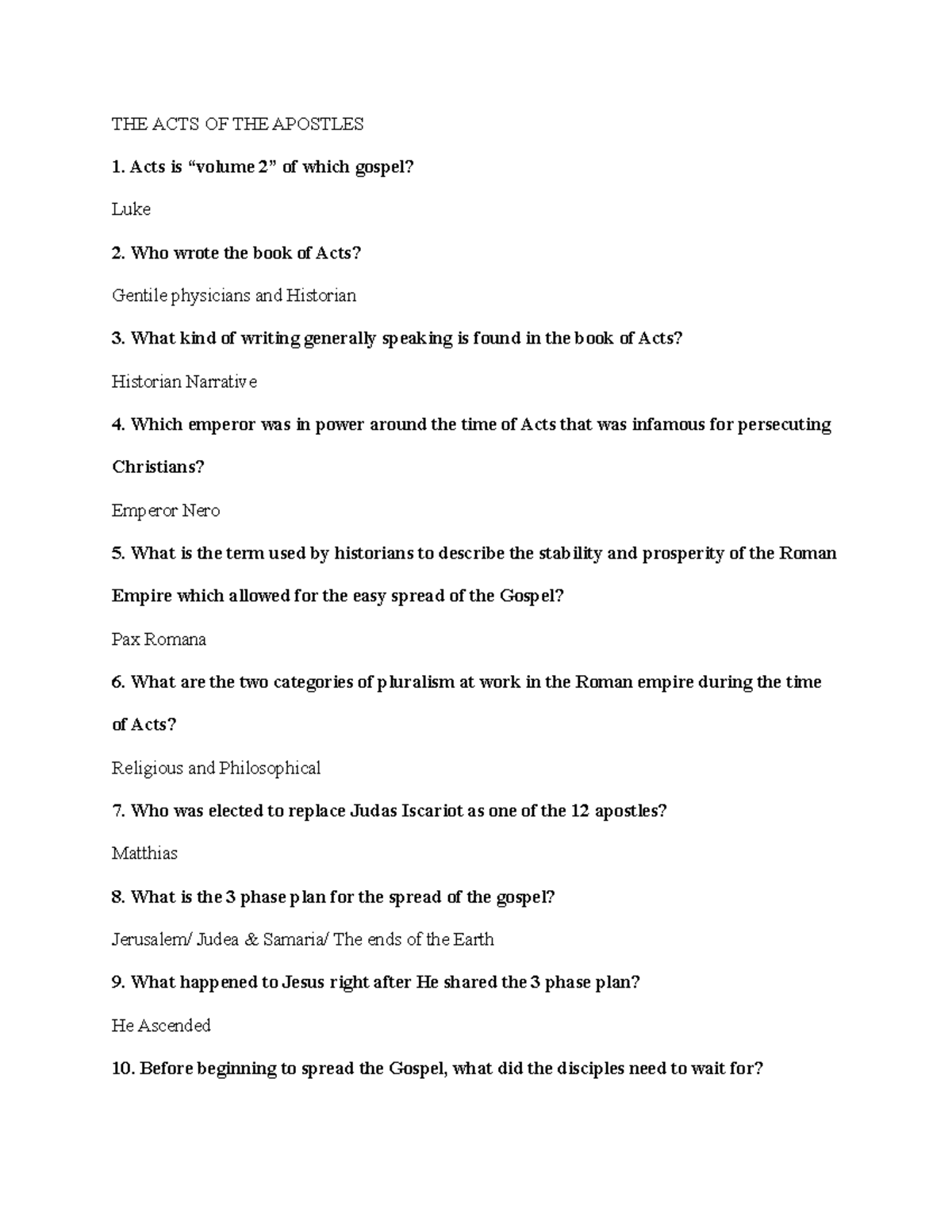 N.T. Study Guide 4 THE ACTS OF THE APOSTLES Acts is “volume 2” of