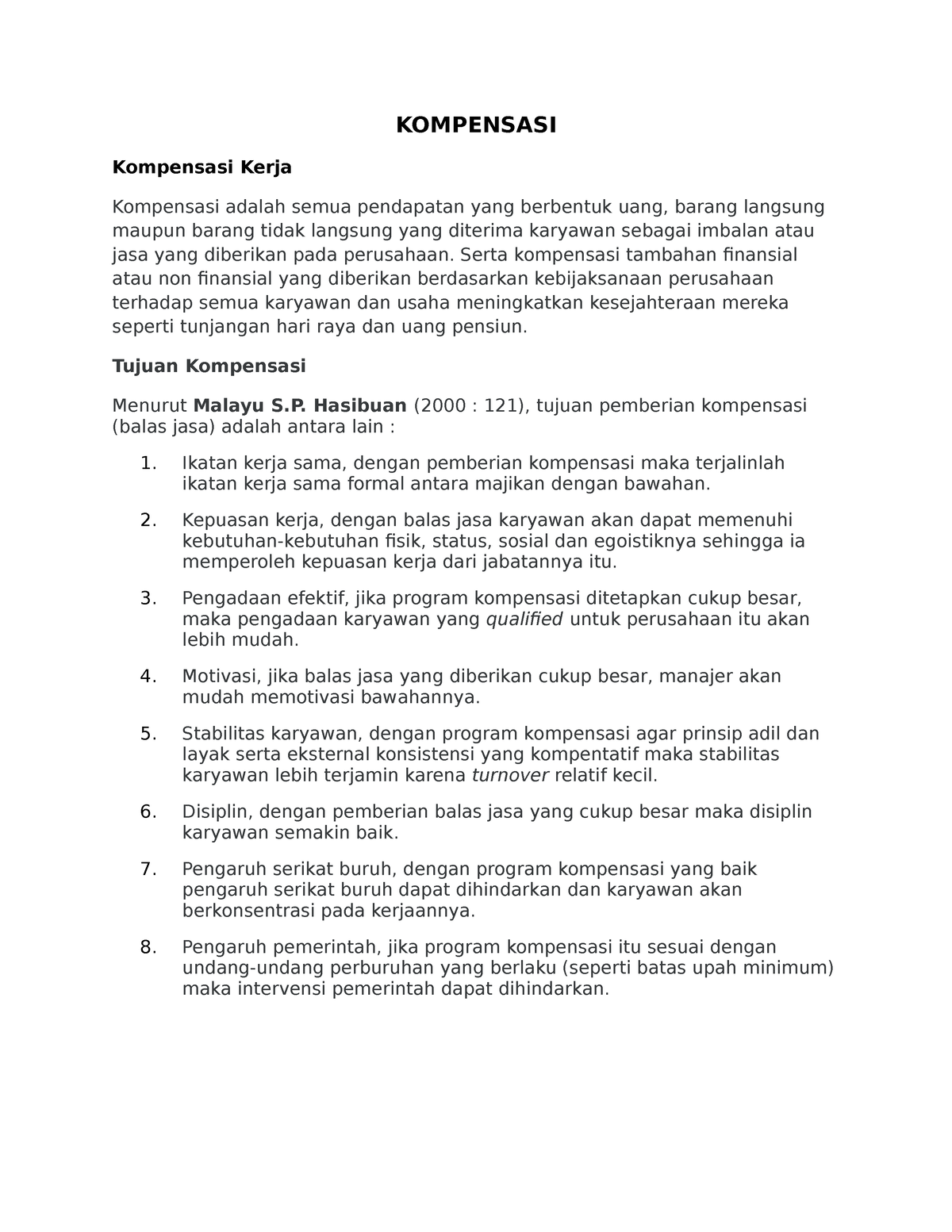 Kompensasi - KOMPENSASI Kompensasi Kerja Kompensasi Adalah Semua ...