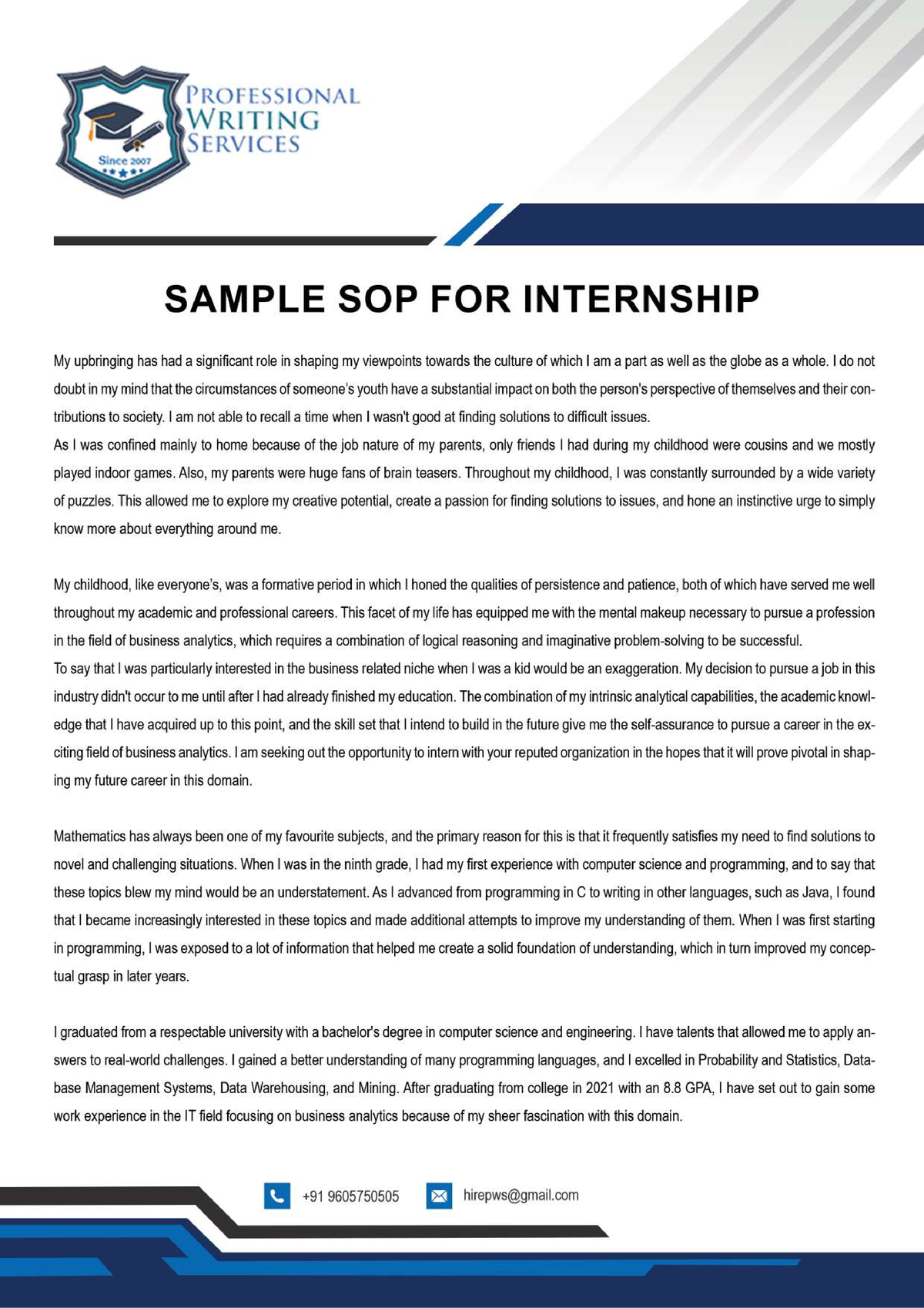 how to write sop for research internship