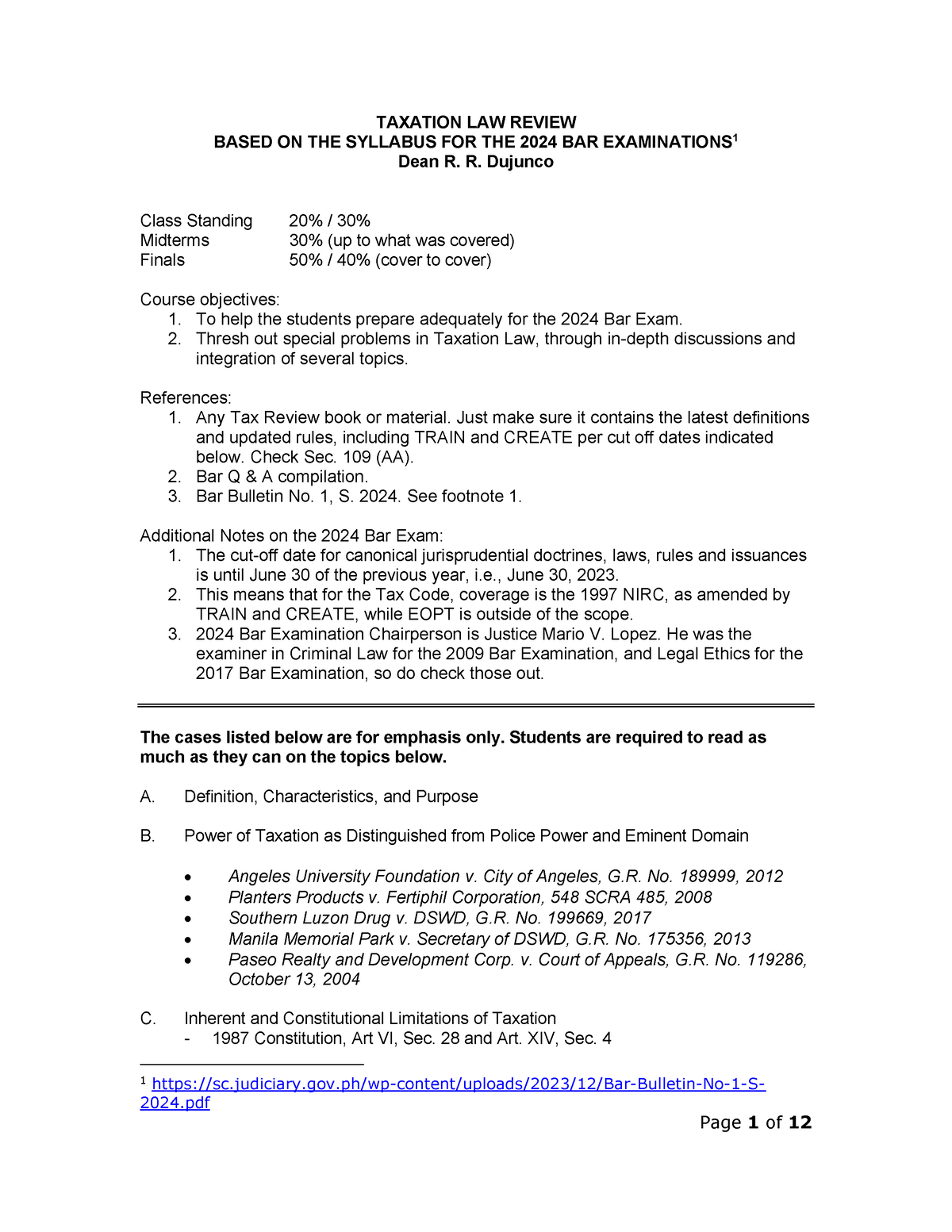 2024 Tax Review General Principles Page 1 Of 12 TAXATION LAW REVIEW   Thumb 1200 1553 