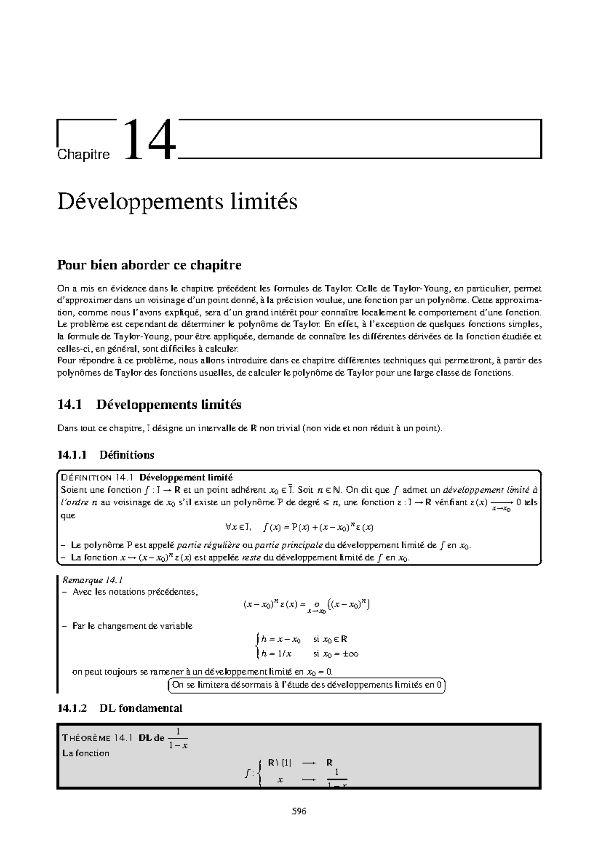 Cours math mpsi - Chapitre 14 Développements limités Pour bien aborder ...