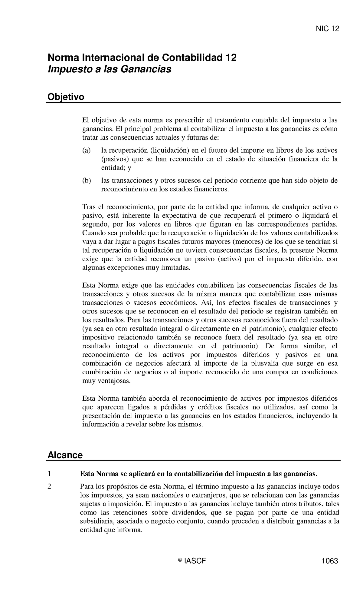 12 NIC - Trabajo - Norma Internacional De Contabilidad 12 Objetivo ...