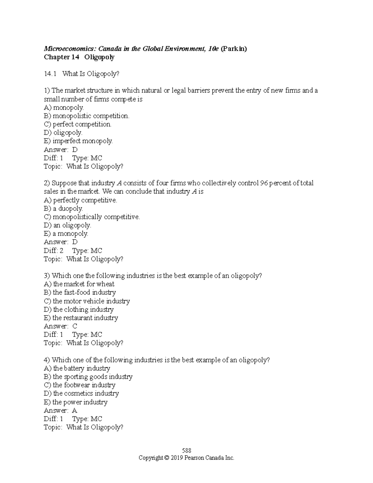 14 Park Micro 10e Tb Ch14 - Microeconomics: Canada In The Global ...