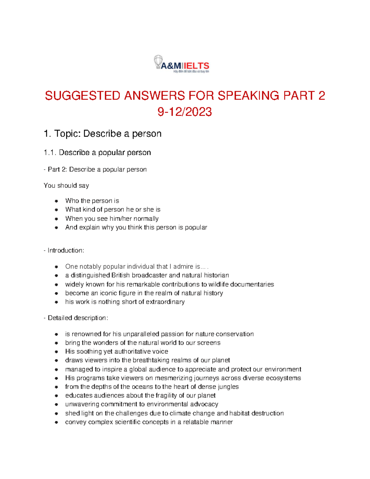 speaking part 2 questions with answers 2023 pdf