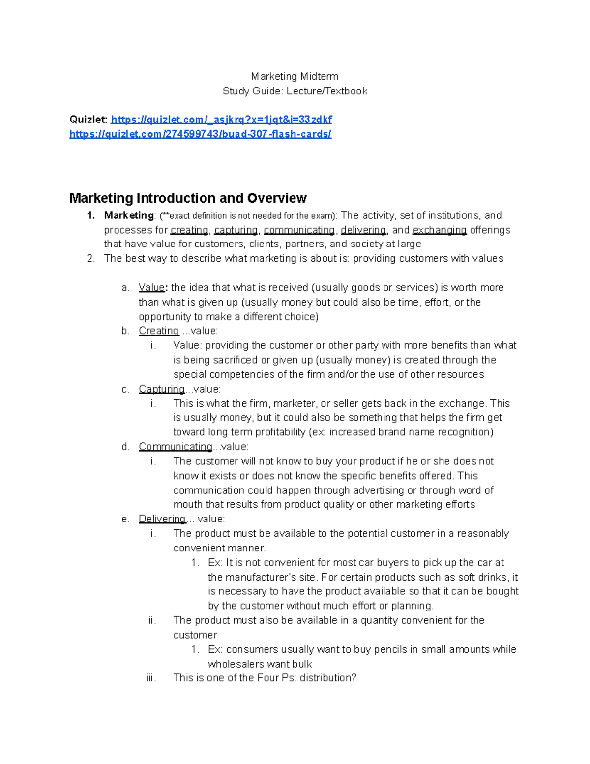 307 Midterm-4 - Midterm Study Guide - Marketing Midterm Study Guide ...