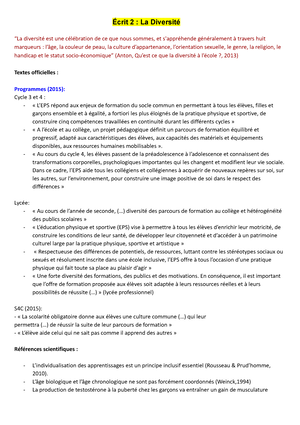 Fiche de lecture texte écrit 1 pour prépa capeps - Fiche de lecture 2 T2-  Delignières et Garsault. « - Studocu