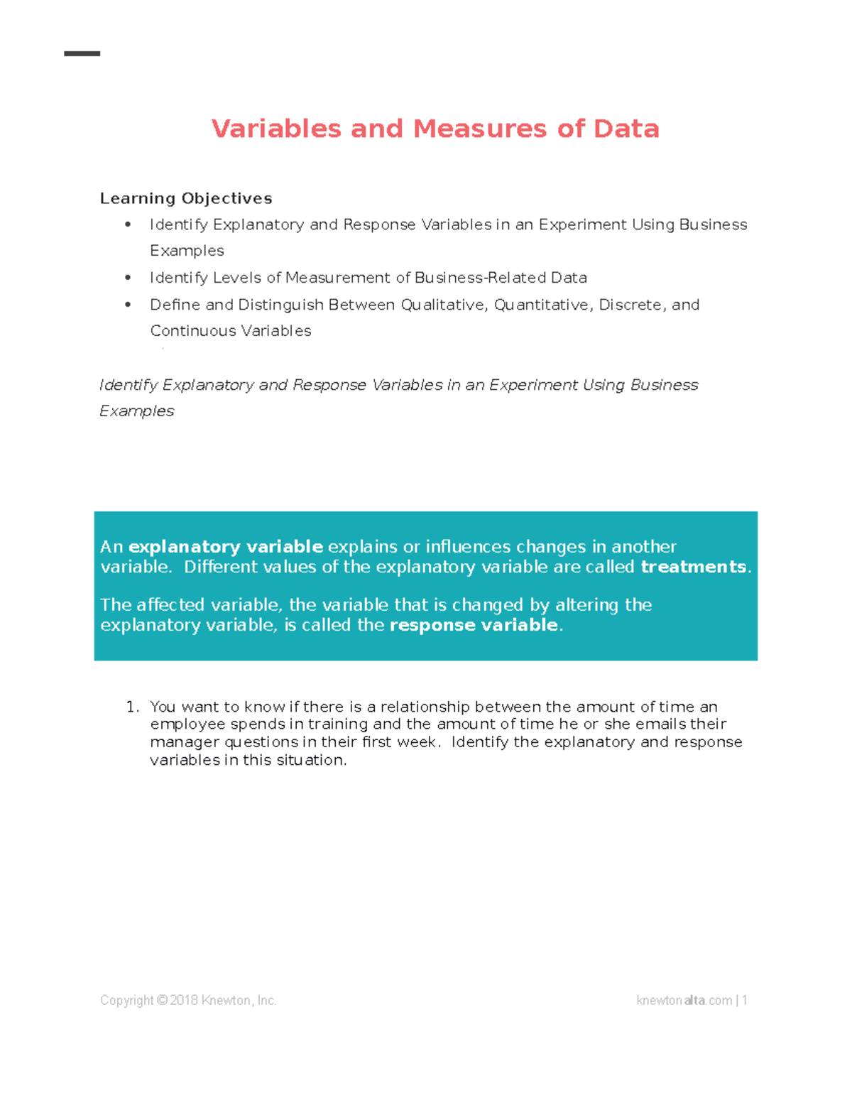 Variables and Measures of Data Worksheet - Variables and Measures of ...
