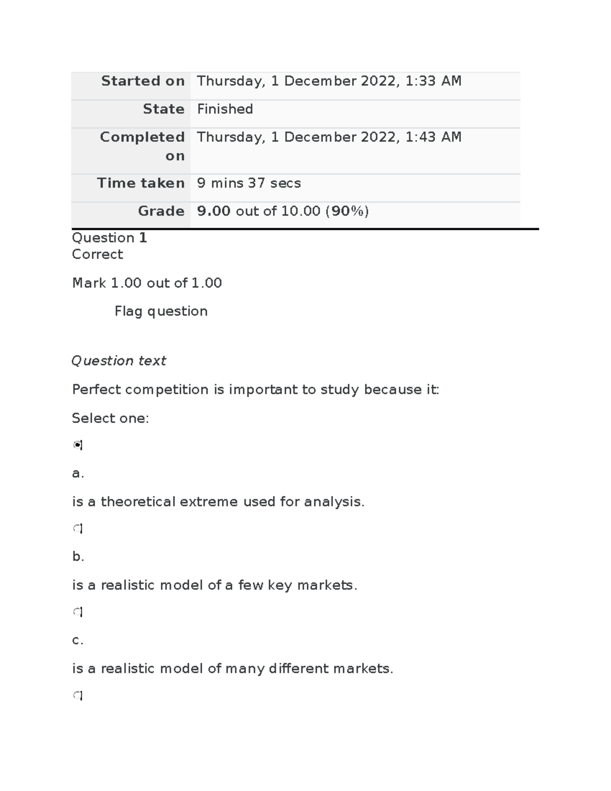 ECON 1580 Unit 4 SELF QUIZ Chapter 9 - Started On Thursday, 1 December ...