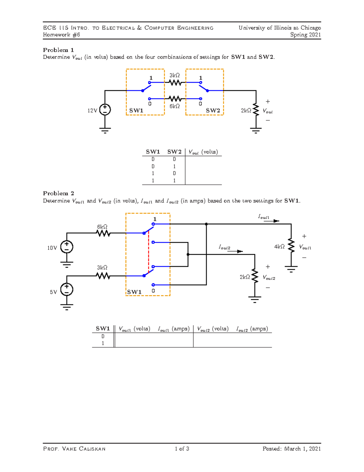 Homework4 Into To Circuit Analysis ECE 115 - ECE 115 Intro. To ...