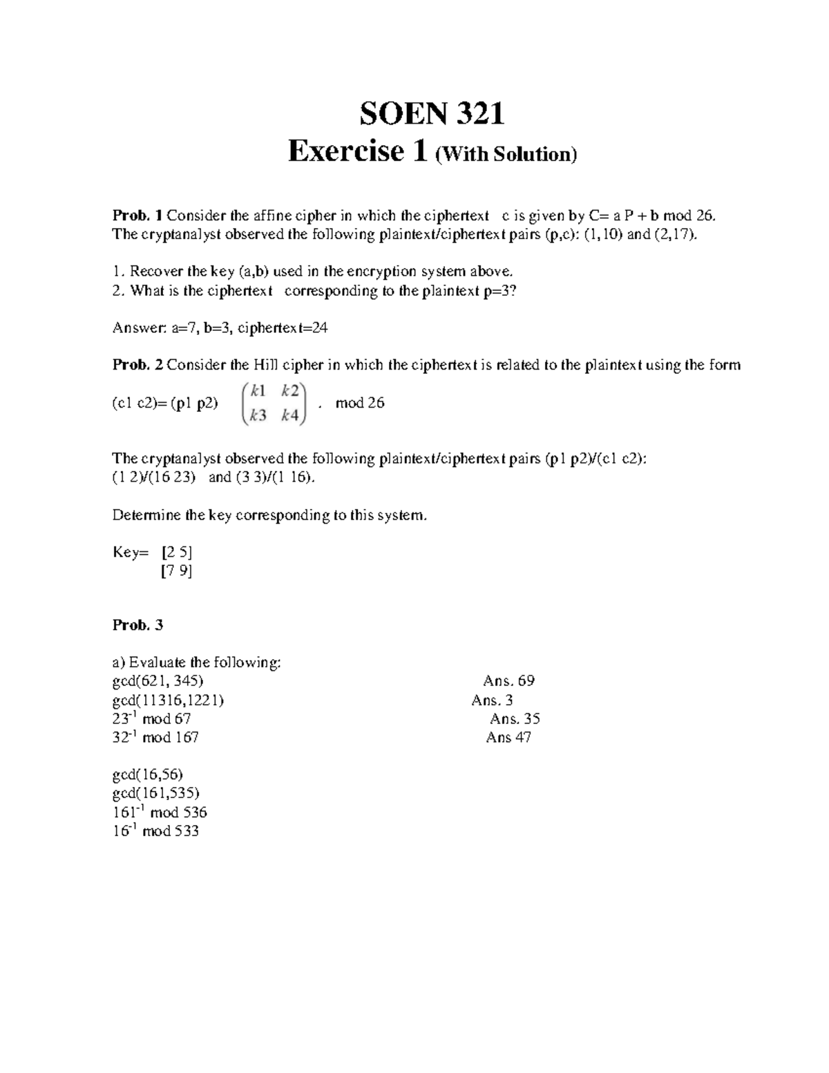 Exercise 1 - with-sol - SOEN 321 Exercise 1 (With Solution) Prob. 1 ...