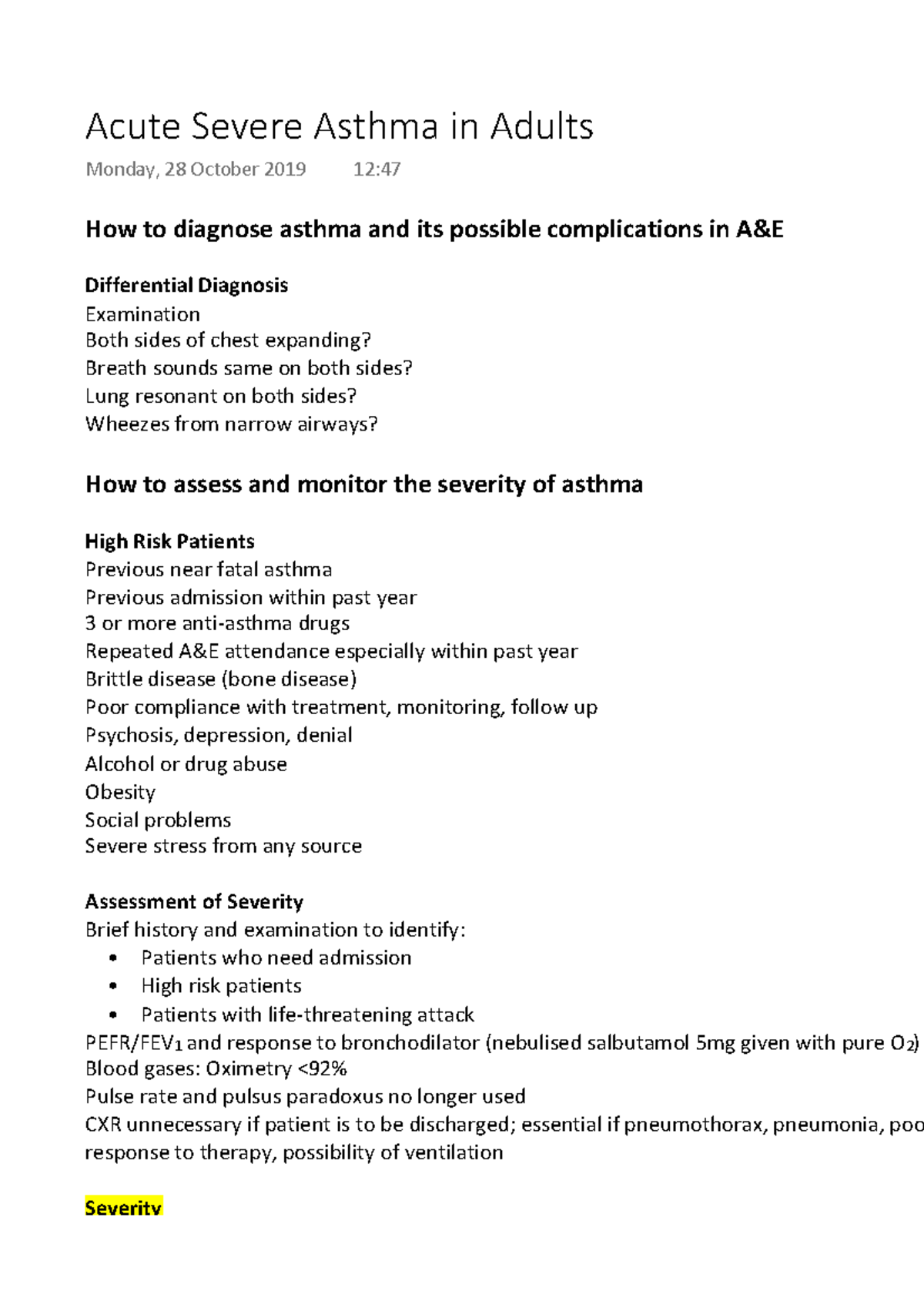 Acute Severe Asthma In Adults - How To Diagnose Asthma And Its Possible ...