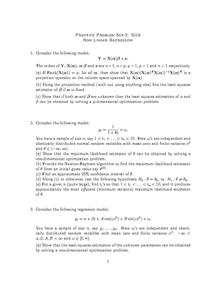 Tutorial 7 15.9.22 - fggggggggg - Non Linear Regression - Studocu