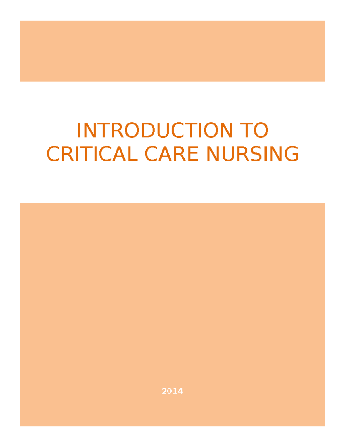 Lecture notes, lecture Crit Care Study Notes - INTRODUCTION TO CRITICAL ...