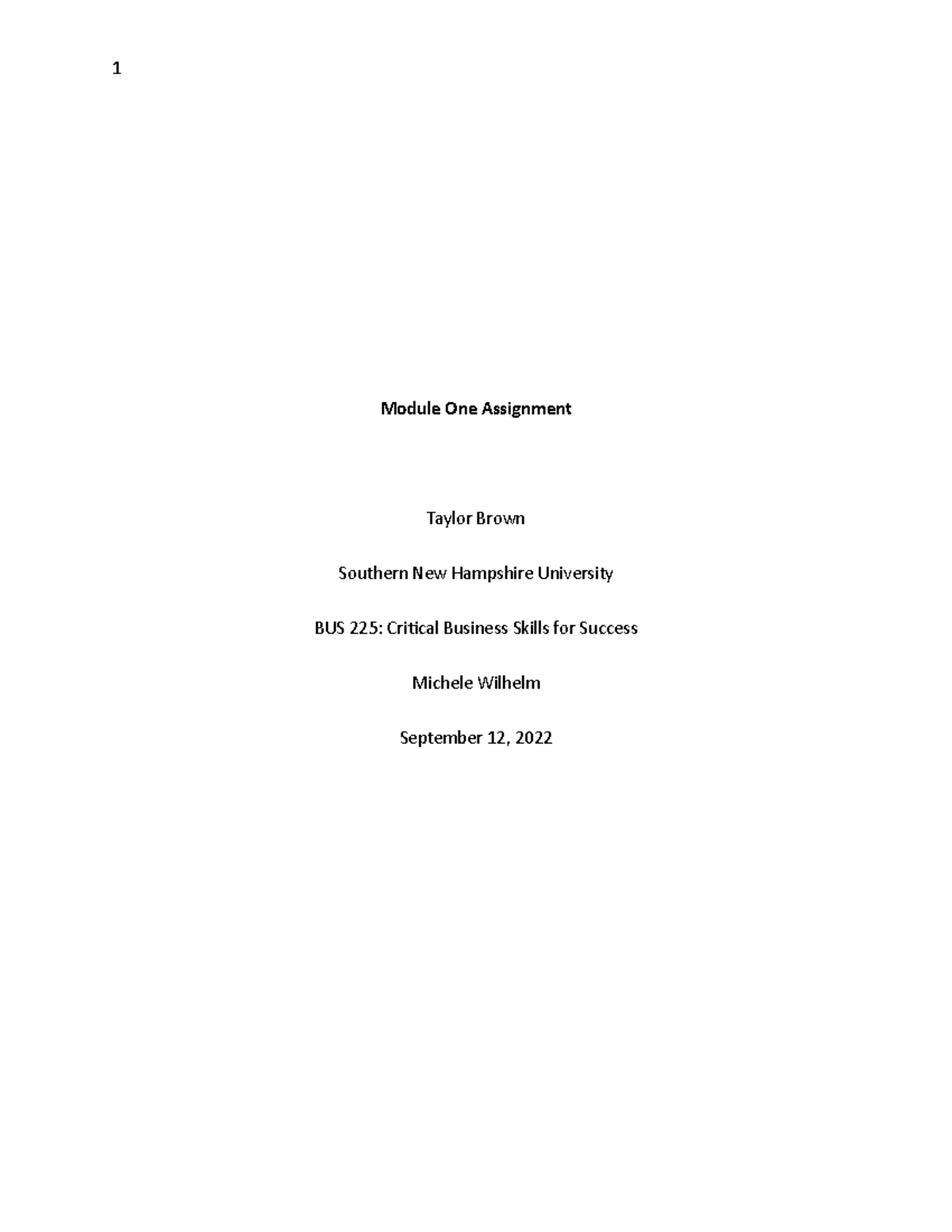 BUS225 Module One Assignment - Module One Assignment Taylor Brown ...