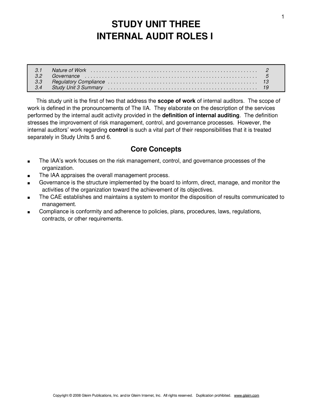 3 Internal Audit Roles I - STUDY UNIT THREE INTERNAL AUDIT ROLES I 3 ...