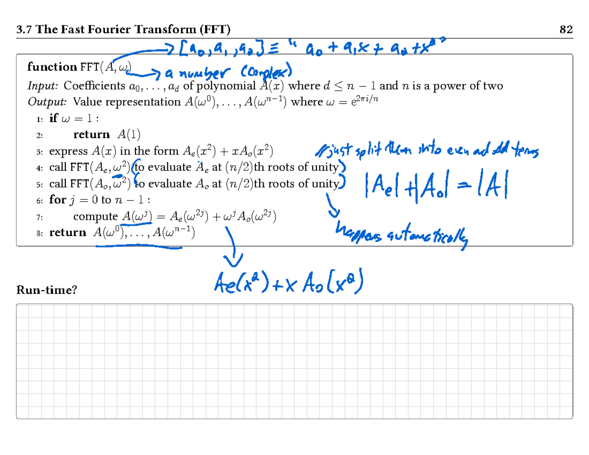 L11 (Fast Fourier Transform - Part 2) - annotated - function FFT(A, ω ...