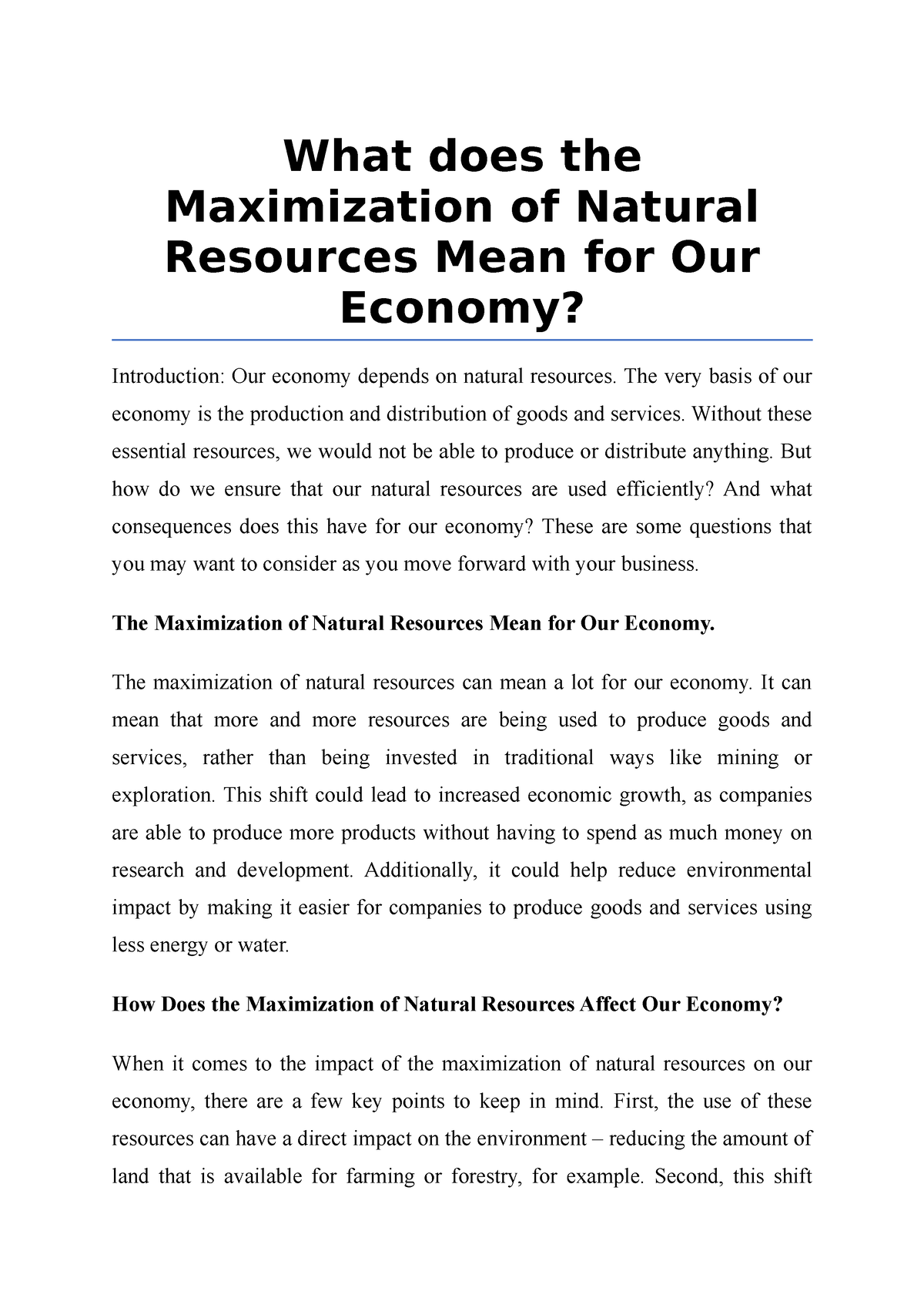 what-does-the-maximization-of-natural-resources-mean-for-our-economy