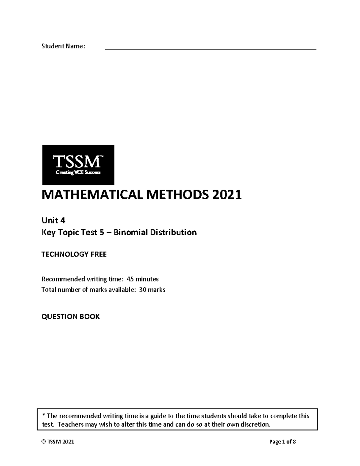 methods probability prac paper - Student Name: - Studocu