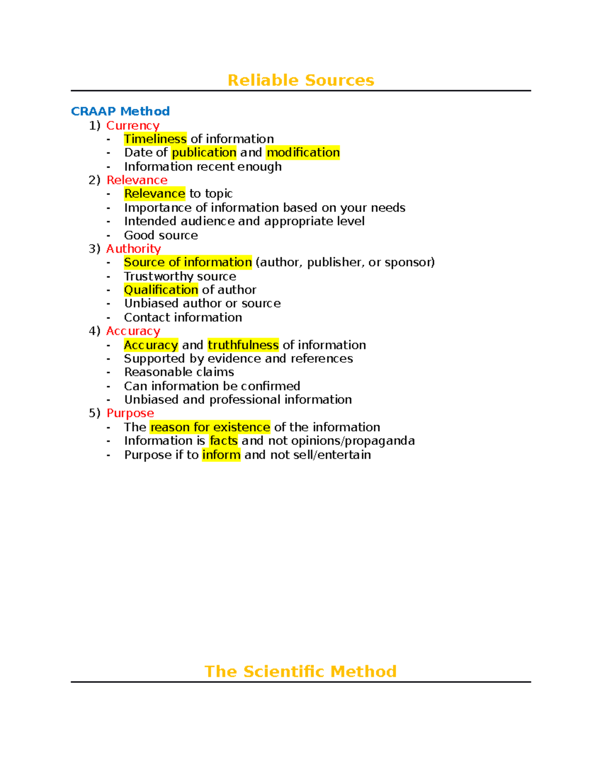 Biology Notes - notas de biologia - Reliable Sources CRAAP Method 1 ...