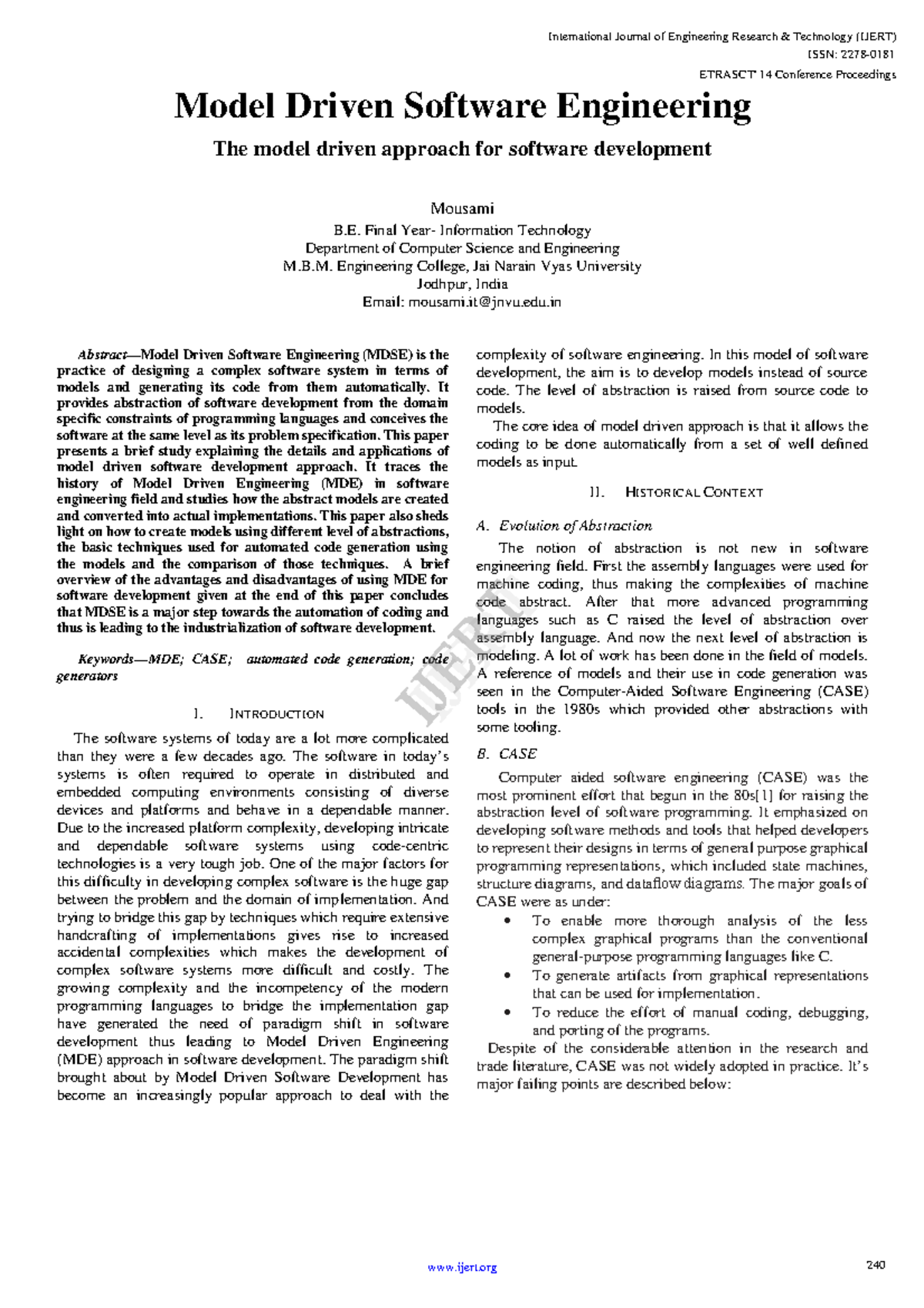 Model driven software engineering Ijertconv 2IS03034 - Model Driven ...