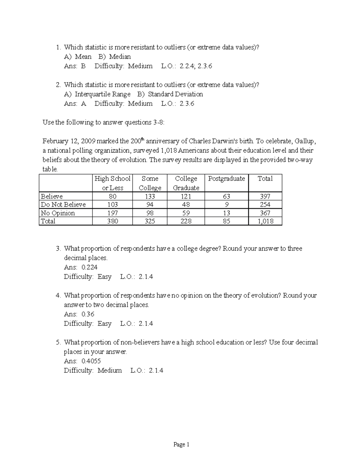 Chapter 2- Describing Data - Which statistic is more resistant to ...