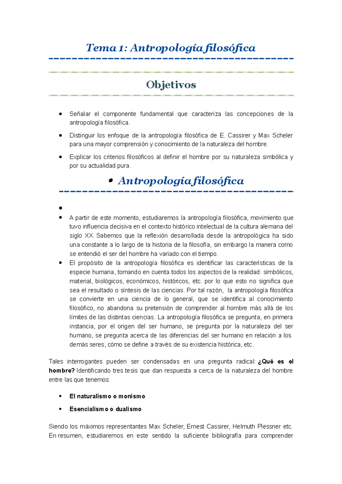 Antropologia Filosofica Distinguir Los Enfoque De La Antropologia Filosofica De E Cassirer Y Studocu