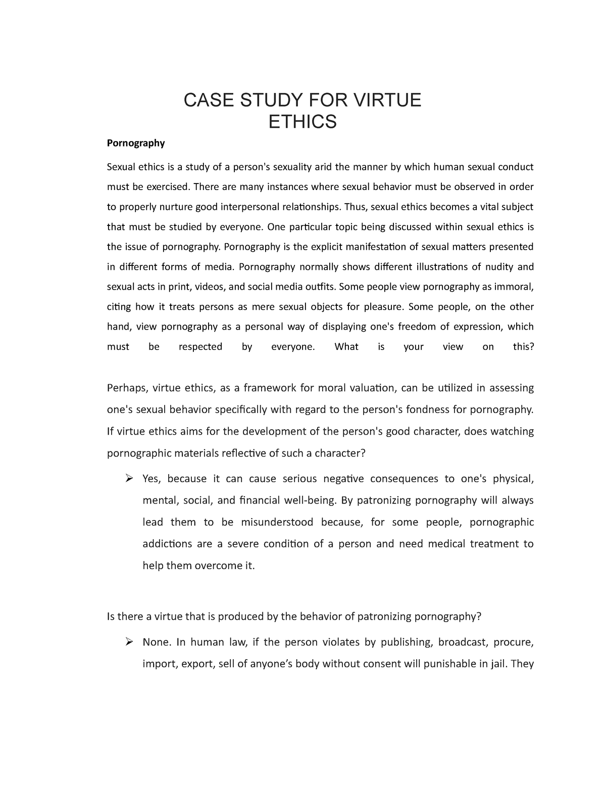 case study of virtue ethics