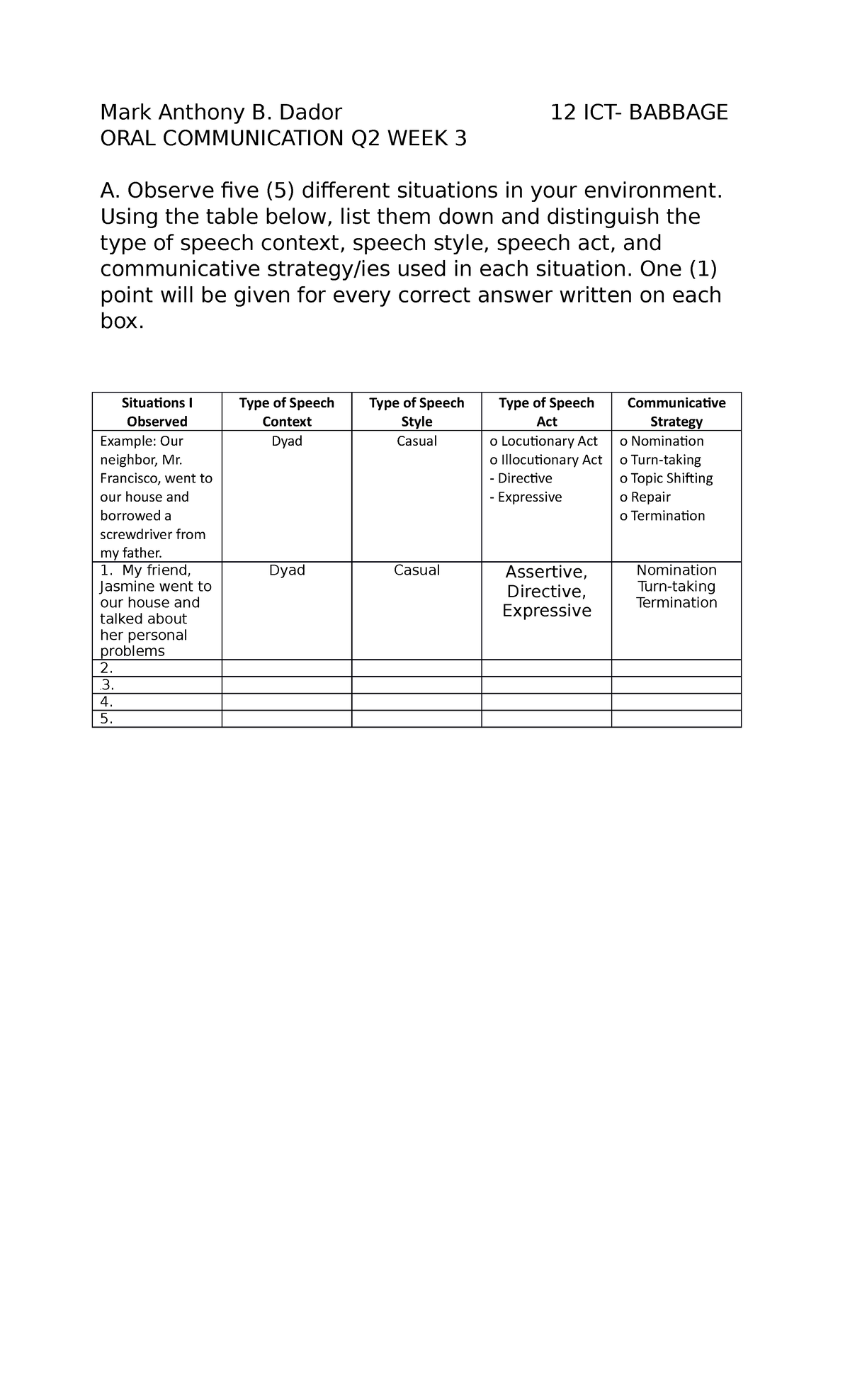 Oral 3 - Grade: B+ - Mark Anthony B. Dador 12 ICT- BABBAGE ORAL ...