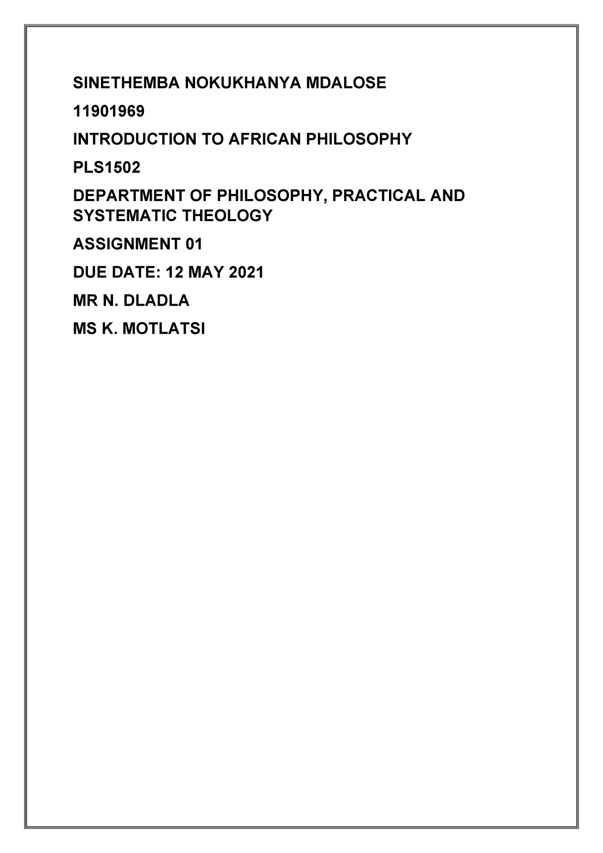 essay about african philosophy