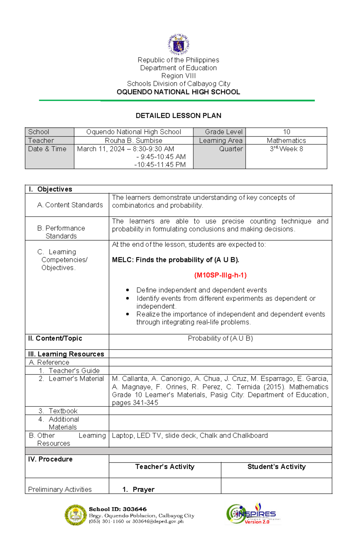 Independent and Dependent Events 1 - Republic of the Philippines ...